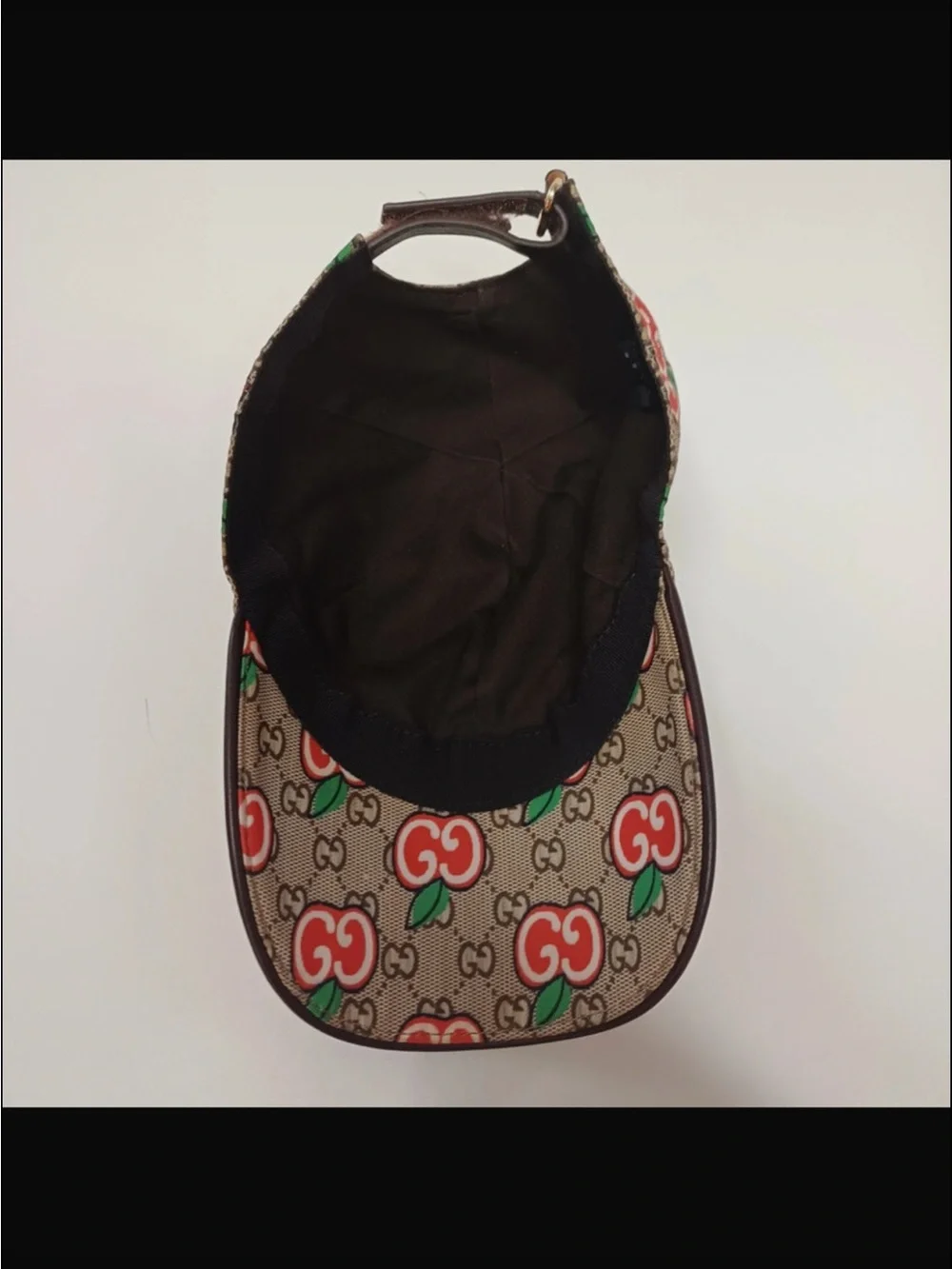 Gucci Beige Canvas Baseball Cap with Red Cherry Print